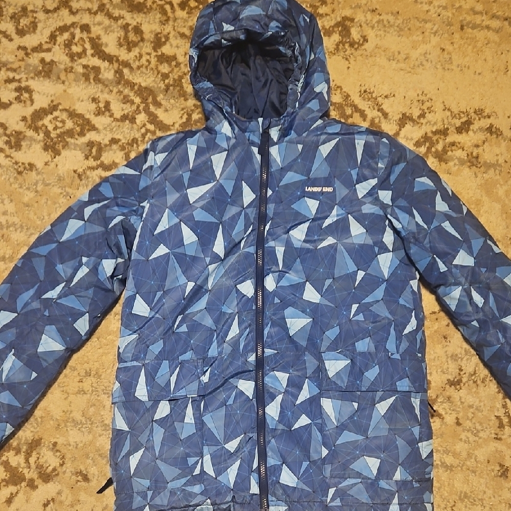 Land's End Blue Geometric Jacket